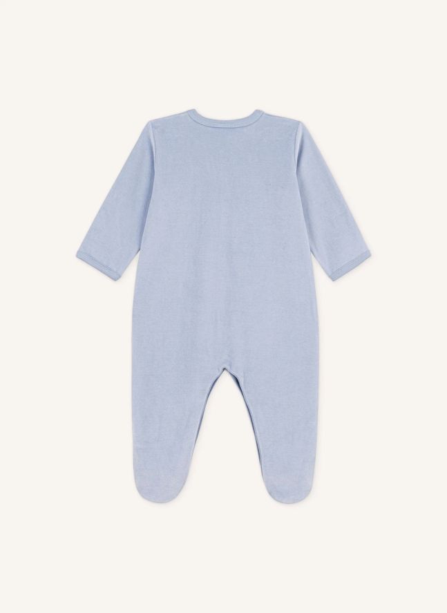 Pyjama Dors Bien Cœur Velours Coton Bio | Bleu gris