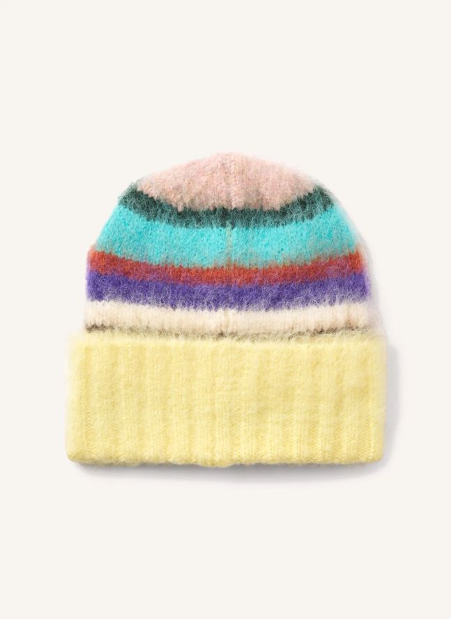 Bonnet Kara Rayé | Jaune pâle