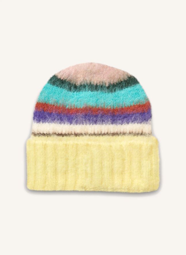 Bonnet Kara Rayé | Jaune pâle