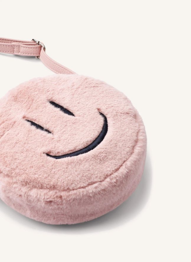 Sac Façon Fourrure Smiley | Rose poudré
