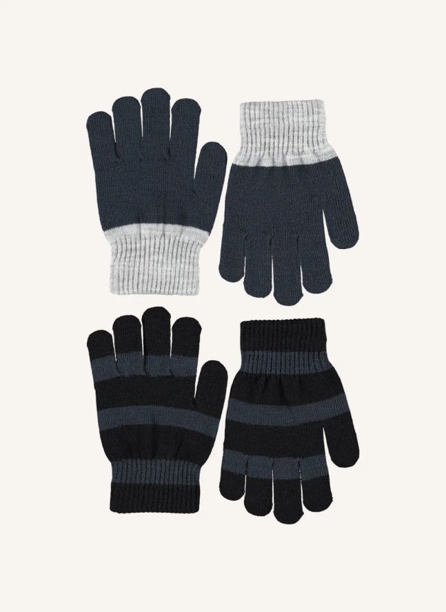 Lot de 2 Paires de Gants Kei Rayés | Bleu gris