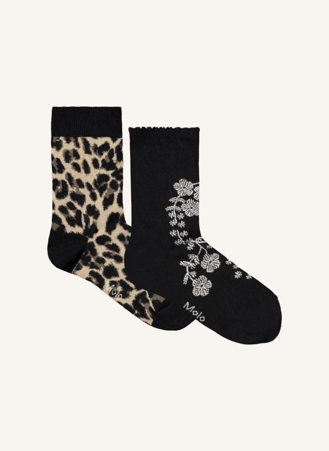Lot de 2 Paires de Chaussettes Nomi Leopard | Noir