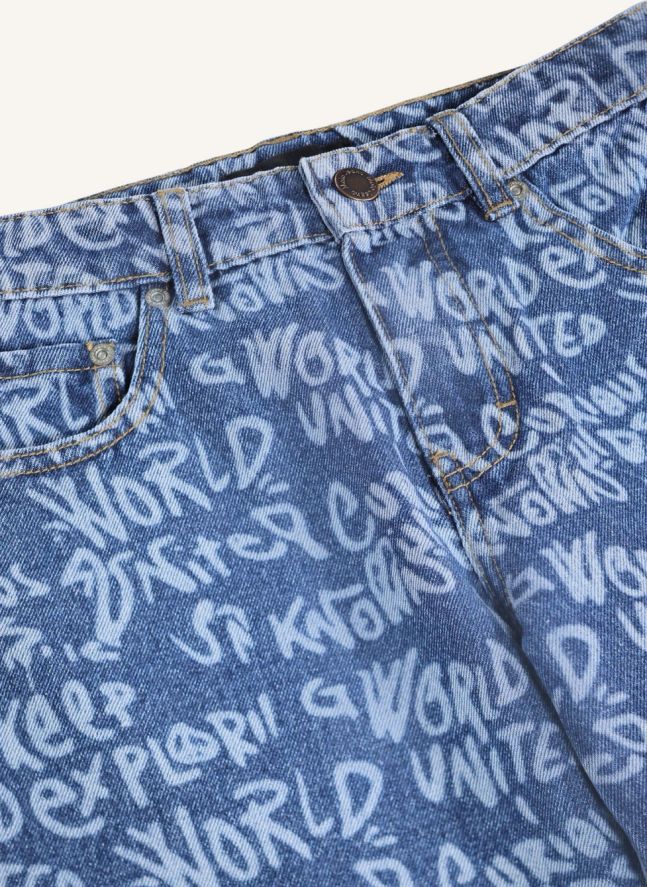 Jean Aiden Graffitis Coton Bio | Bleu