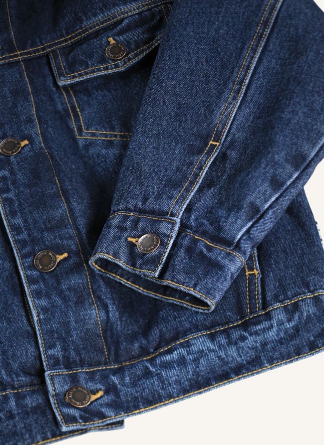 Veste Col Façon Fourure Hiroie Denim Coton Bio | Bleu