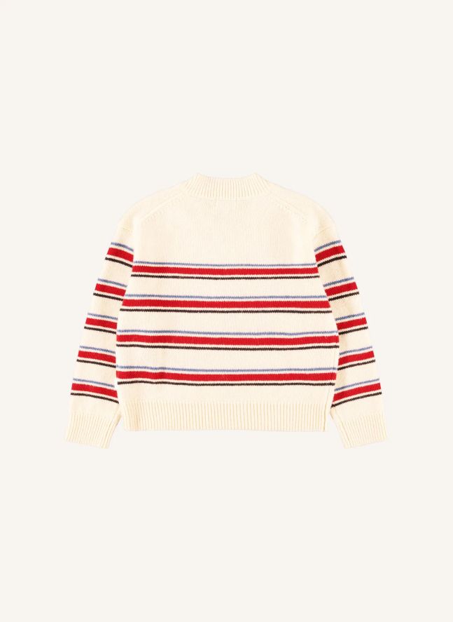 Pull Gwenda Nœuds Rayé Laine | Blanc
