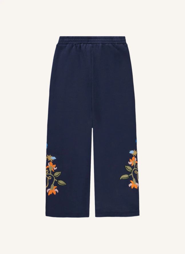 Pantalon Aurita Fleurs | Bleu nuit