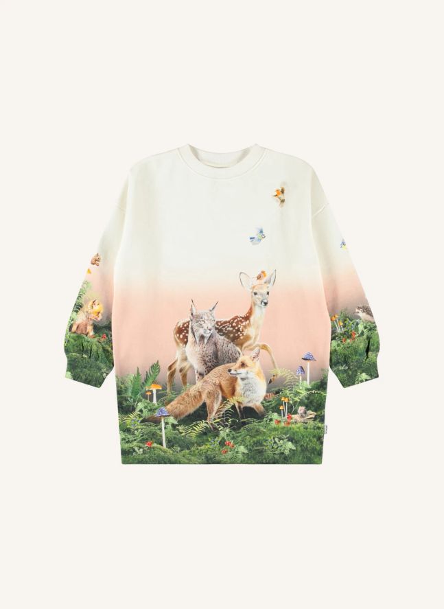 Robe Cyrella Animaux Coton Bio | Blanc
