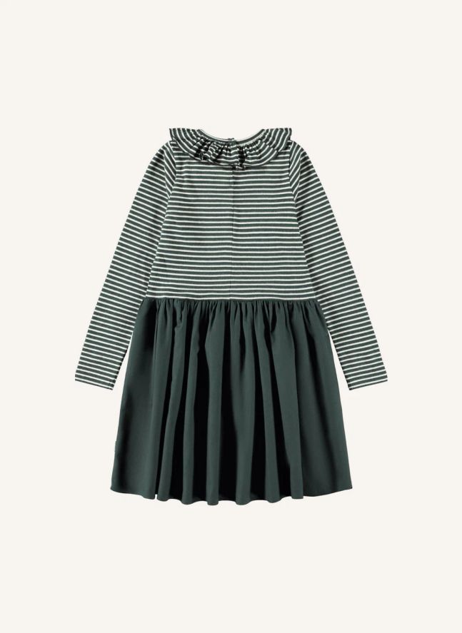 Cybilla Striped Organic Cotton Dress | Chrome green