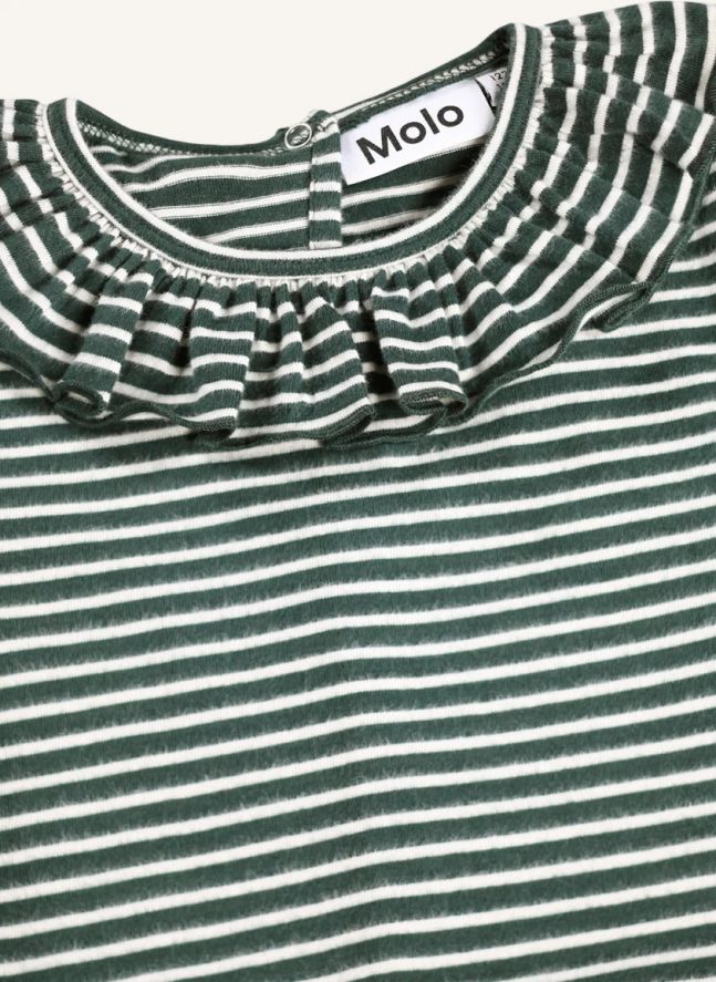 Cybilla Striped Organic Cotton Dress | Chrome green