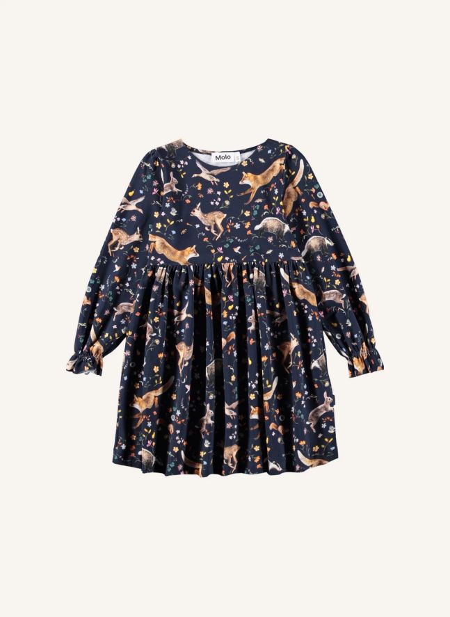 Robe Camie Animaux Coton Bio | Bleu nuit
