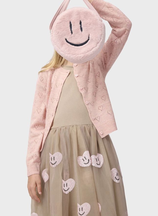 Sac Façon Fourrure Smiley | Rose poudré