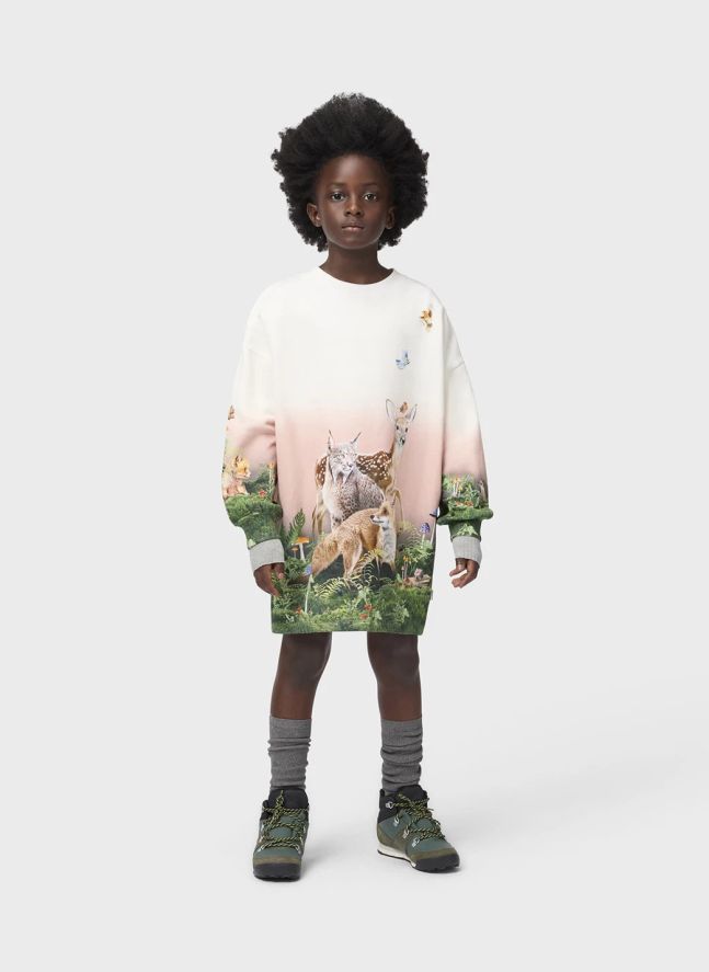 Dress Cyrella Animals Organic Cotton | White