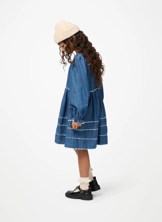 Robe Dentelle Caren Denim Coton Bio | Bleu marine