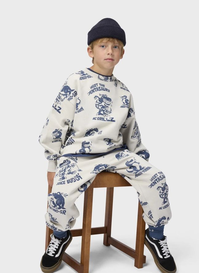 Pull Mar Dinosaures Coton Bio | Blanc