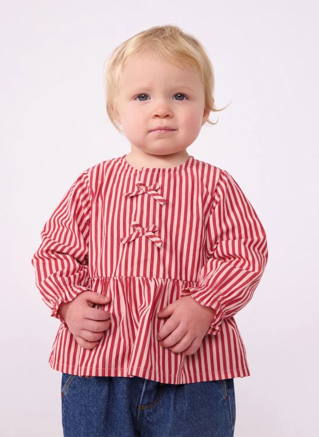 Blouse Rayée Coton Bio Bébé | Rose