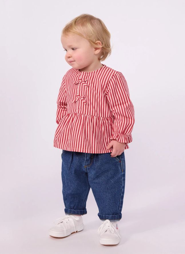 Blouse Rayée Coton Bio Bébé | Rose