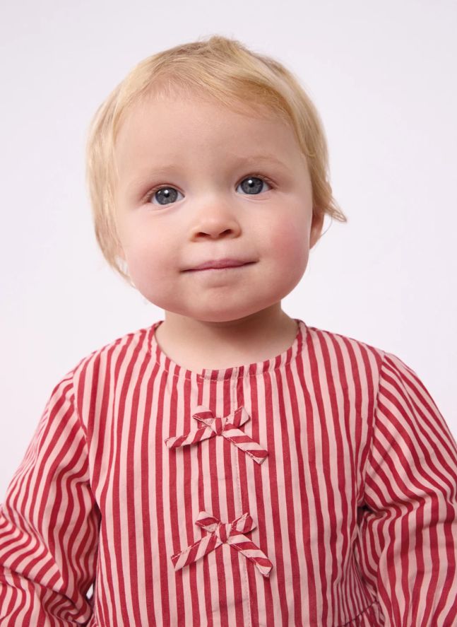 Blouse Rayée Coton Bio Bébé | Rose