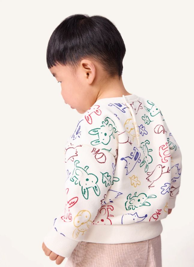 Sweat Animaux Bébé Coton Bio | Ecru