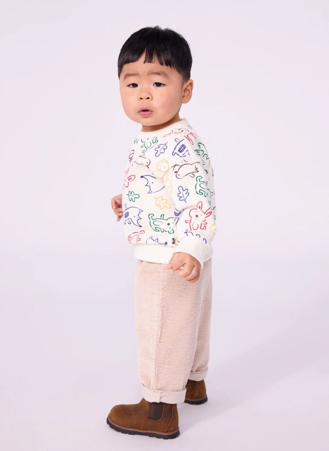 Sweat Animaux Bébé Coton Bio | Ecru