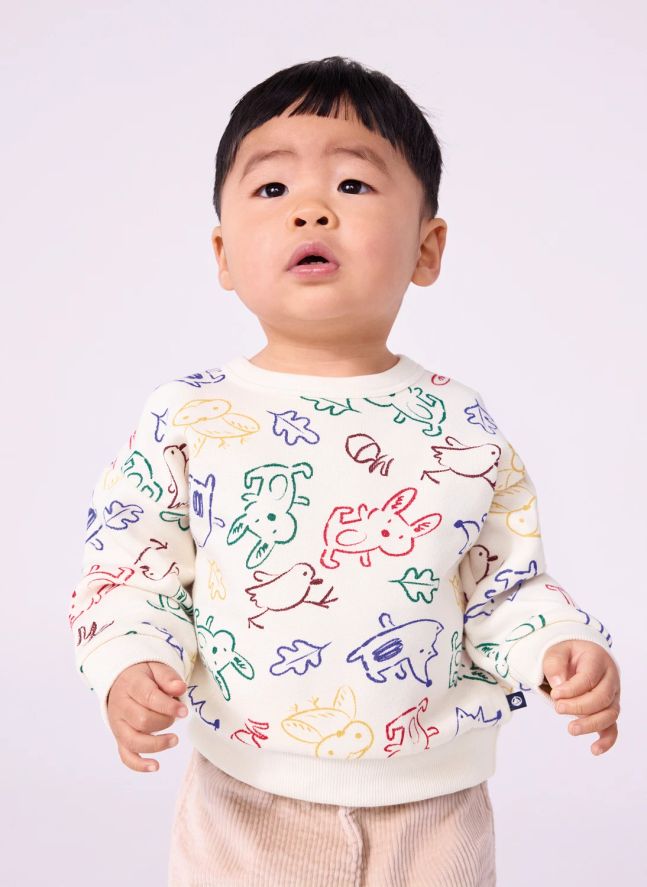 Sweat Animaux Bébé Coton Bio | Ecru