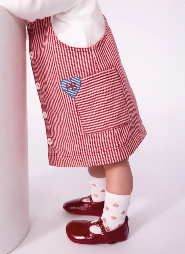 Robe Salopette Rayée Coton Bio | Rose