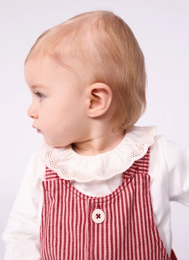 Robe Salopette Rayée Coton Bio | Rose