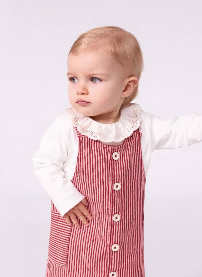 Robe Salopette Rayée Coton Bio | Rose