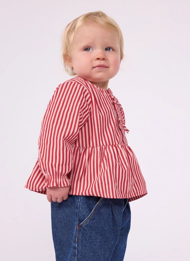Blouse Rayée Coton Bio Bébé | Rose