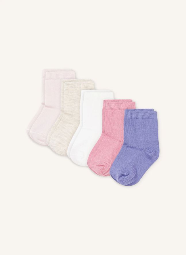 Lot de 5 Paires de Chaussettes Unies | Rose