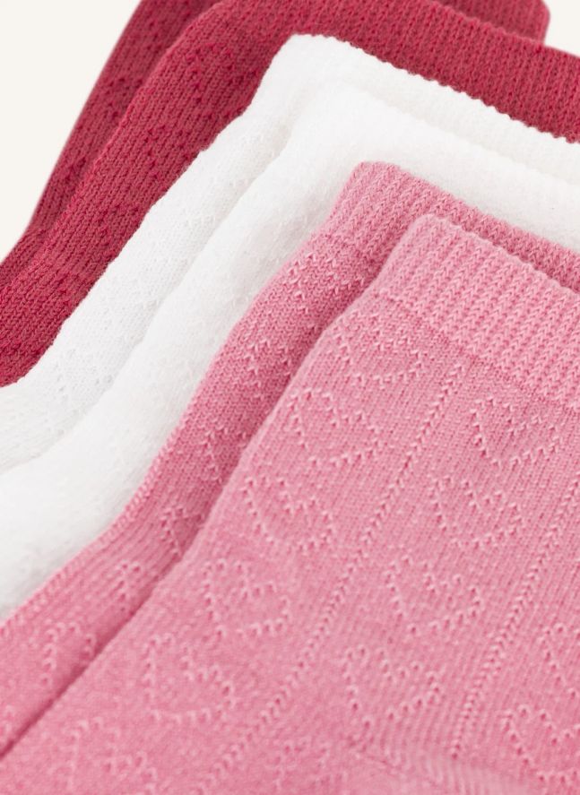 Lot de 3 Paires de Chaussettes Ajourées Cœurs | Rose