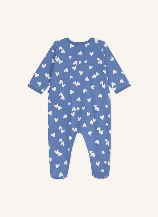 Pyjama Dors Bien Cœurs Molleton Coton Bio | Bleu