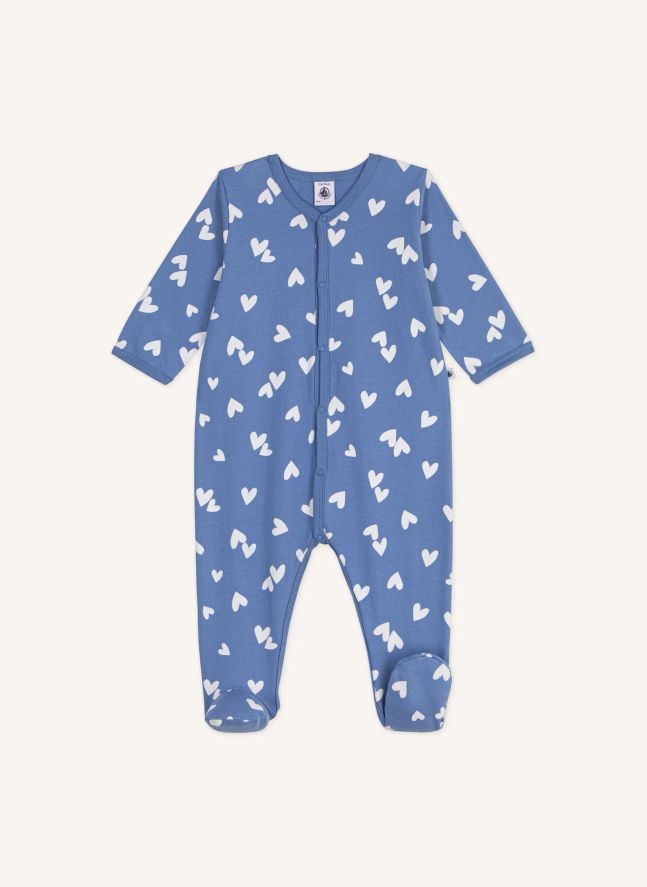 Pyjama Dors Bien Cœurs Molleton Coton Bio | Bleu