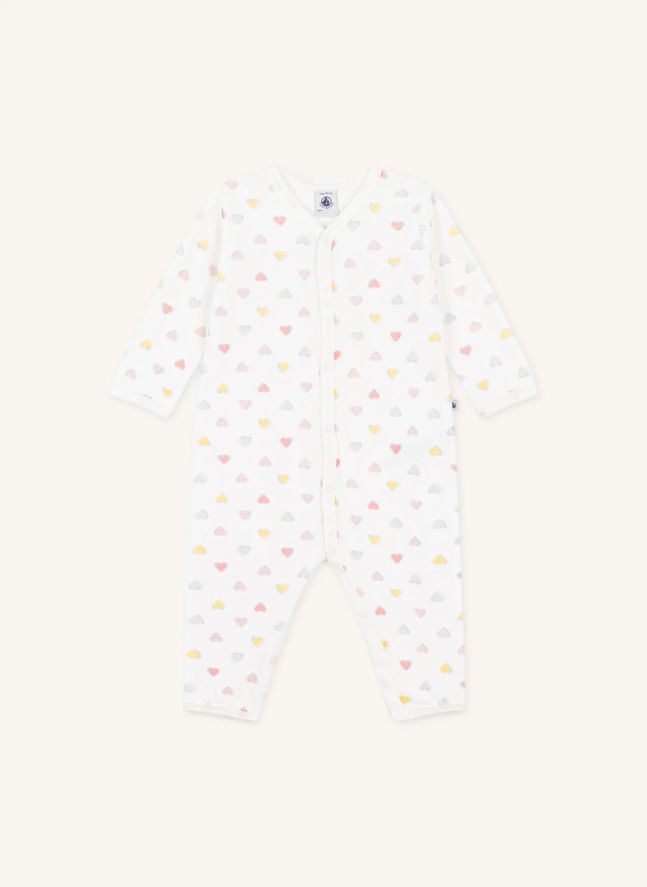 Pyjama Dors Bien Cœurs Bouclette Velours Coton Bio | Blanc