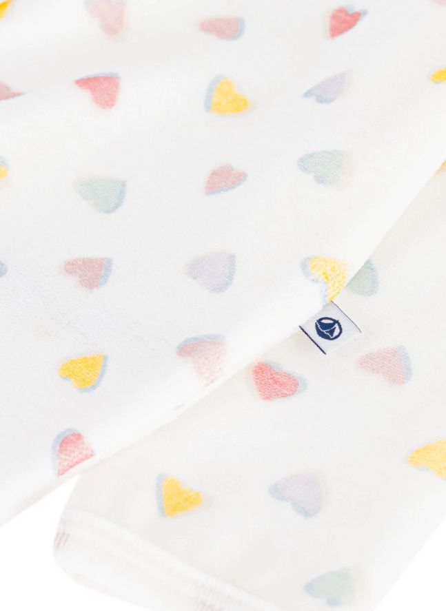 Pyjama Dors Bien Cœurs Bouclette Velours Coton Bio | Blanc