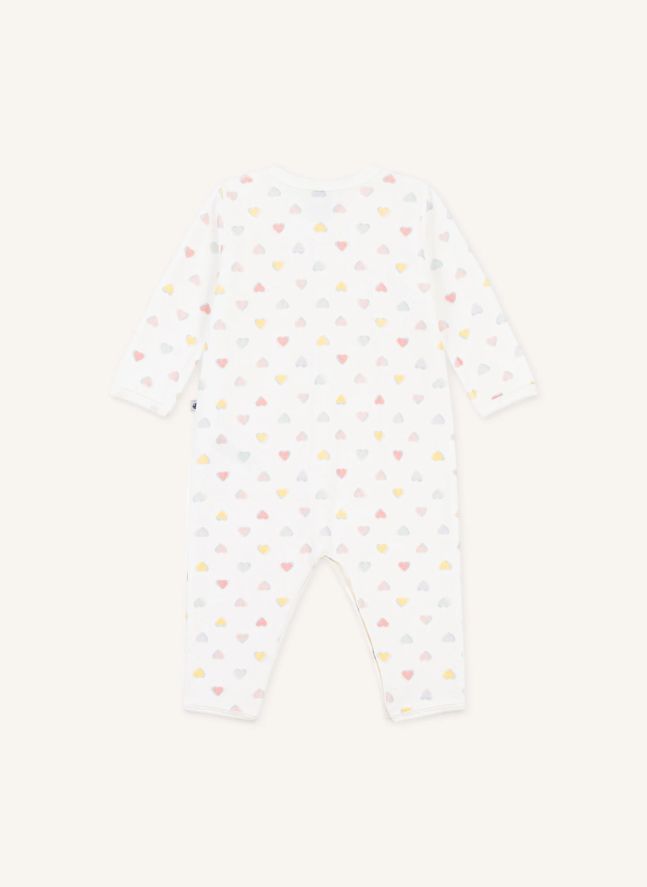Pyjama Dors Bien Cœurs Bouclette Velours Coton Bio | Blanc