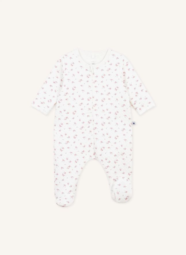 Pyjama Dors Bien Fleuri Tubique Coton Bio | Blanc