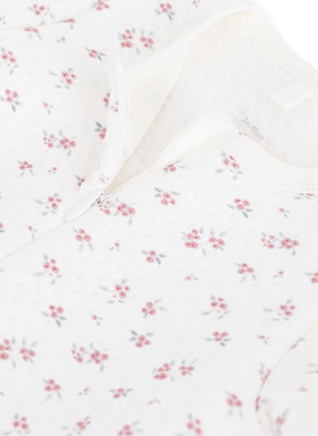 Pyjama Dors Bien Fleuri Tubique Coton Bio | Blanc