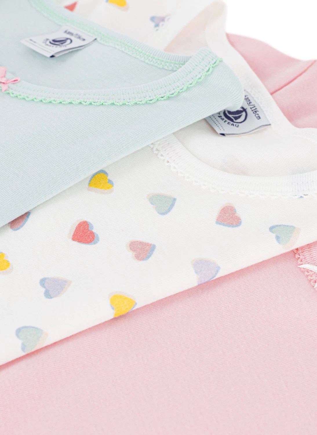 Lot de 3 T-shirts Cœurs Coton Bio | Rose- Image produit n°1