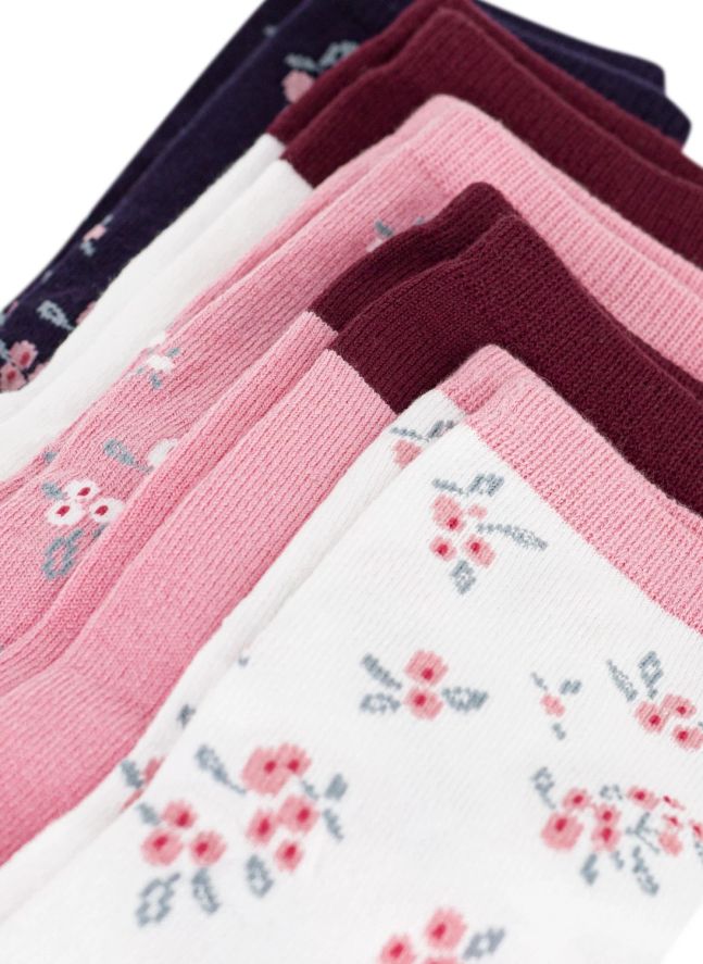 Lot de 5 Paires de Chaussettes Fleuries | Rose