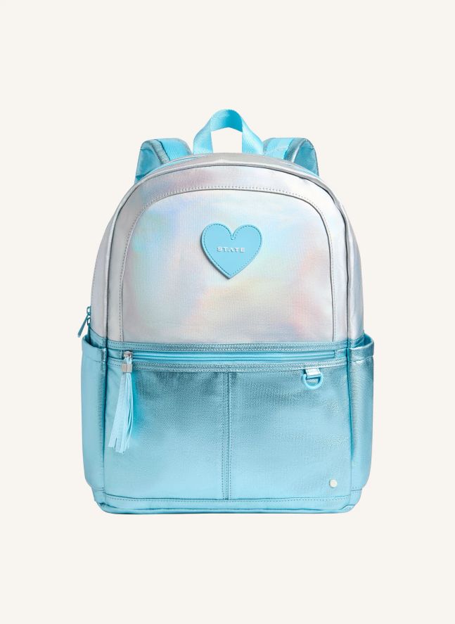 Sac à Dos Double Poches Kane Irisé Cœur | Bleu Clair