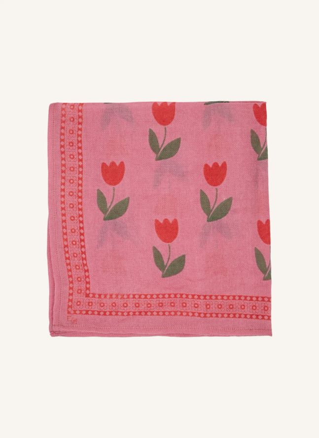 Foulard Tulipes Laine | Rose