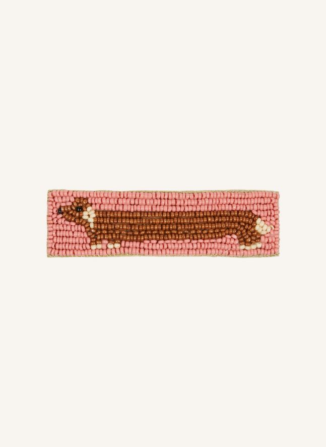 Barrette Chien Perles | Rose