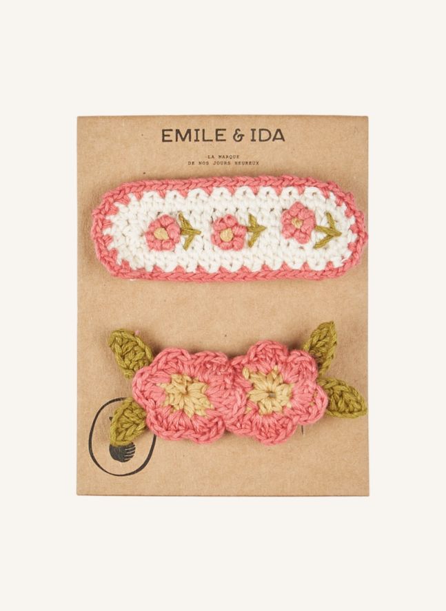 Lot de 2 Barrettes Fleuries Crochet | Rose