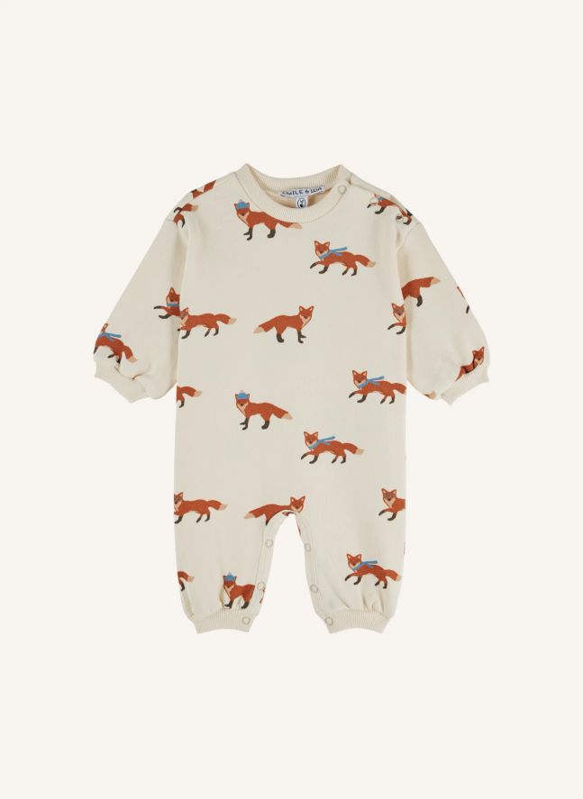 Combinaison Renards Molleton Coton Bio | Ecru