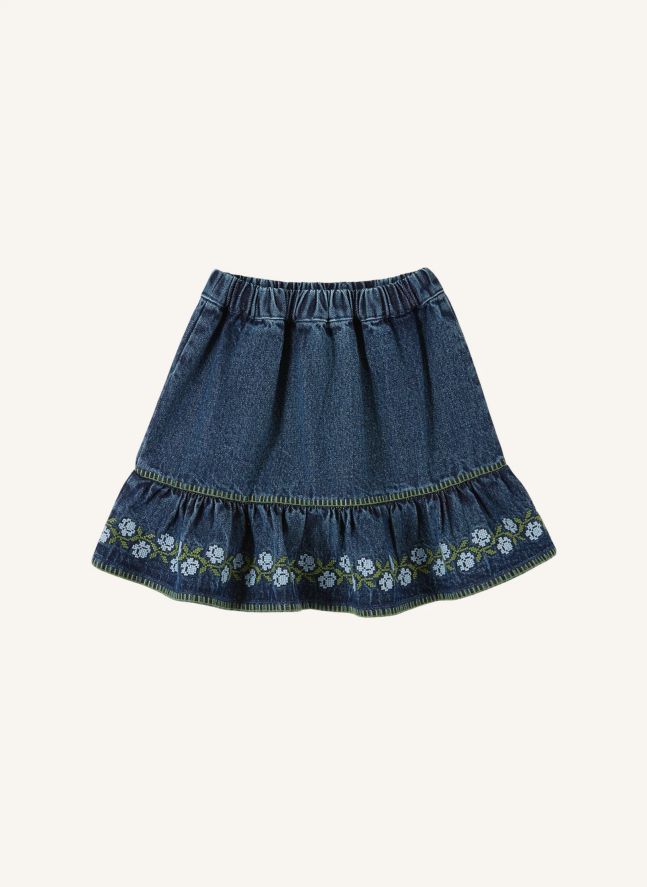 Jupe Brodée Denim | Bleu