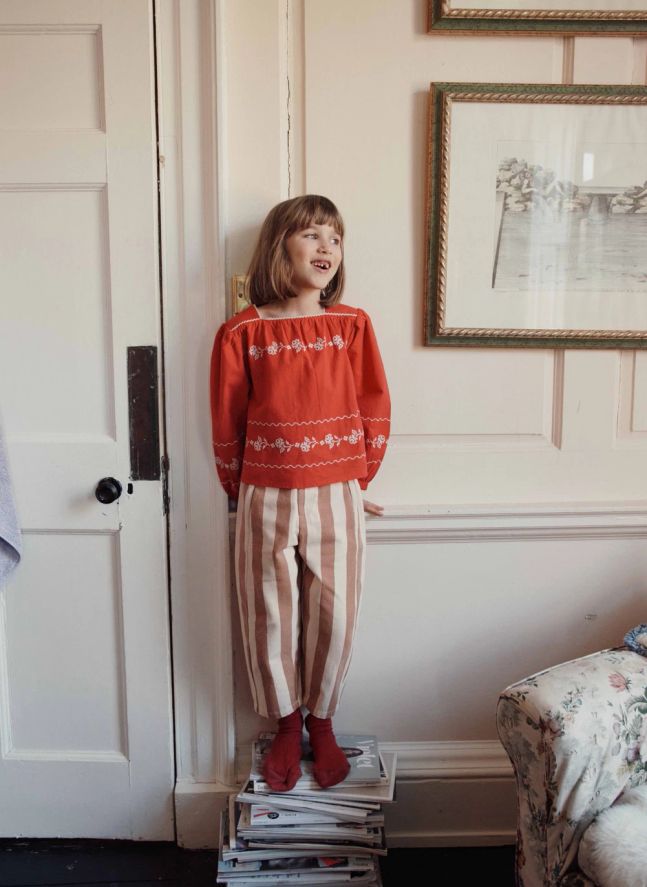Pantalon Rayé | Ecru