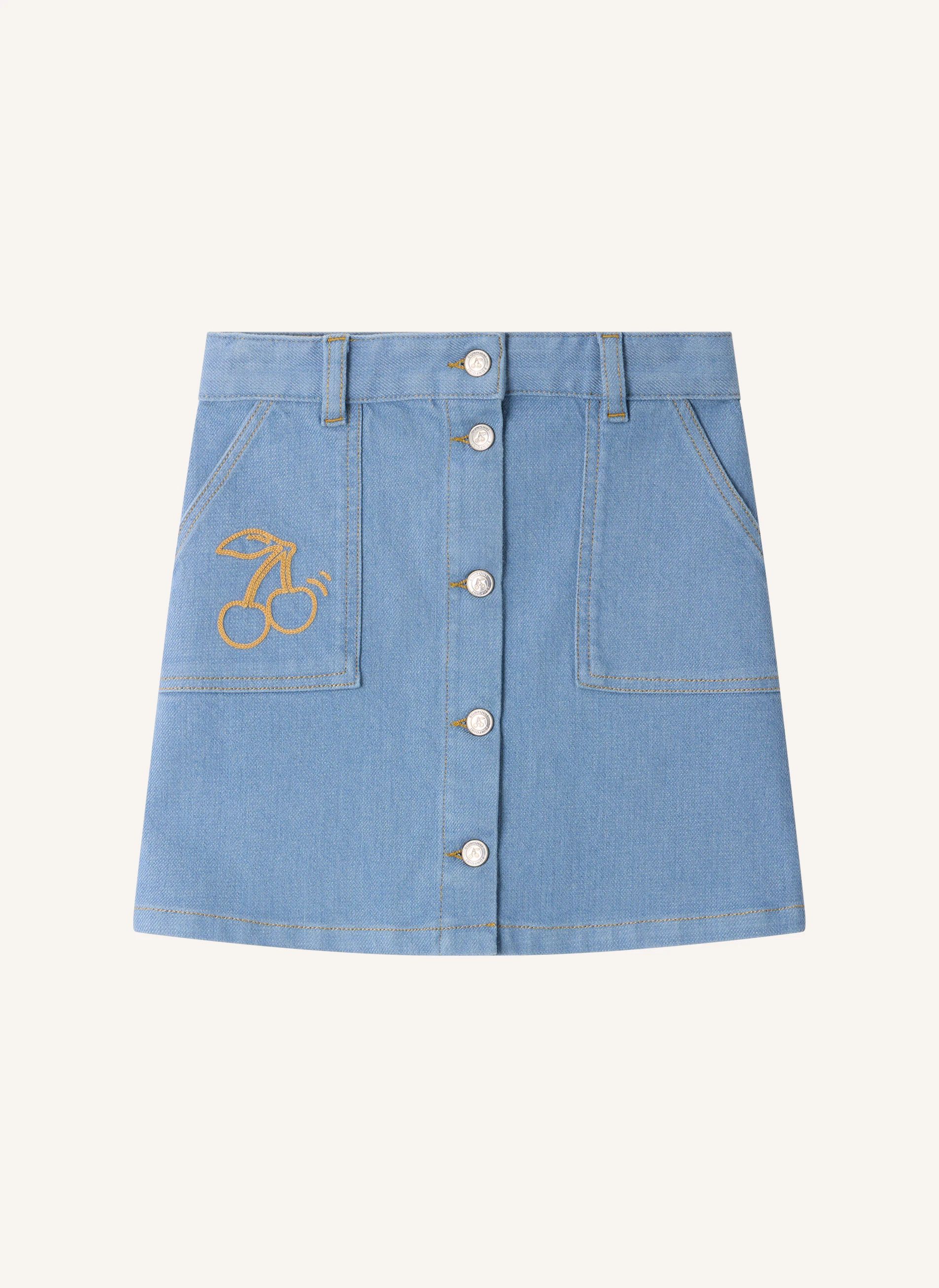 Jupe Dexie Denim Coton Bio | Avoine- Image produit n°0