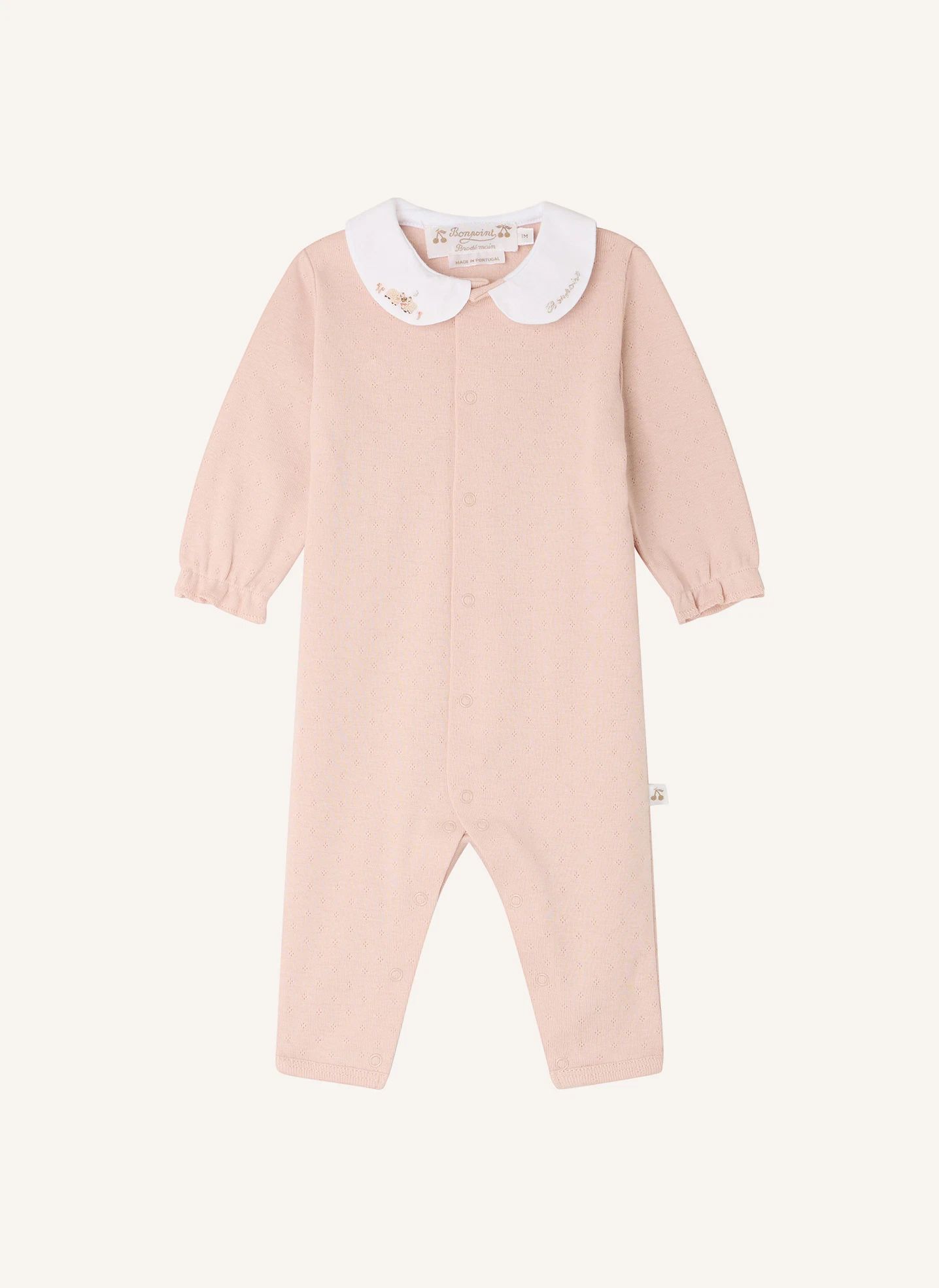 Pyjama Col Claudine Cayla Coton Bio | Rose pêche- Image produit n°0