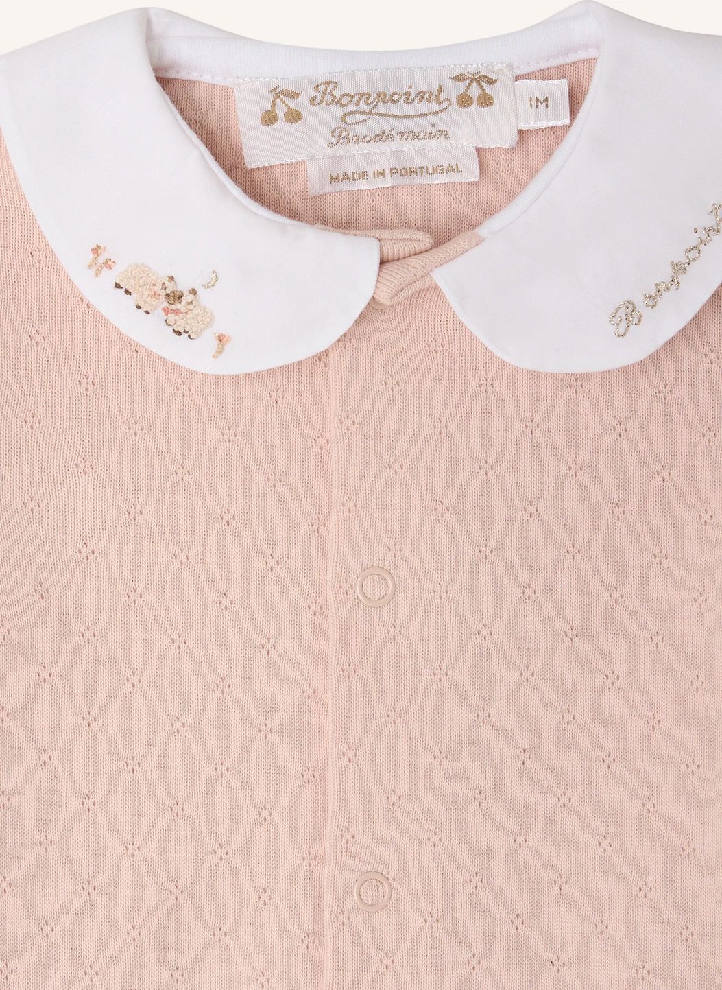 Pyjama Col Claudine Cayla Coton Bio | Rose pêche- Image produit n°1