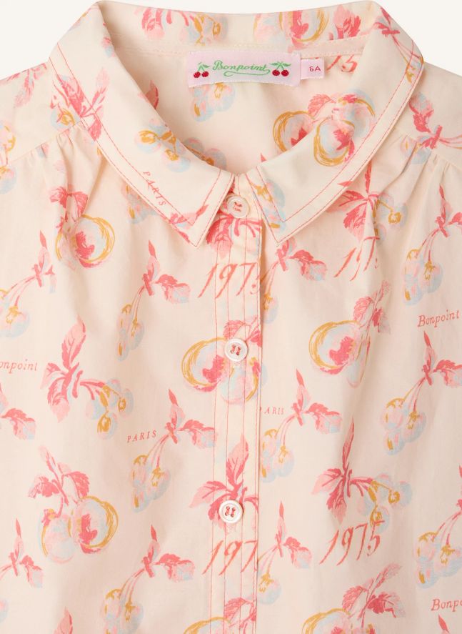 Blouse Mathilda Cerises Coton Bio | Ecru